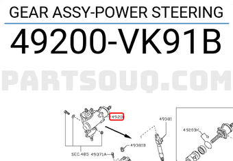 Nissan 49200VK91B GEAR ASSY-POWER STEERING