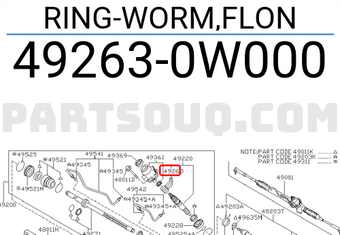 Nissan 492630W000 RING-WORM,FLON