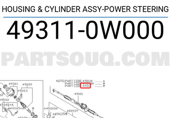 Nissan 493110W000 HOUSING & CYLINDER ASSY-POWER STEERING