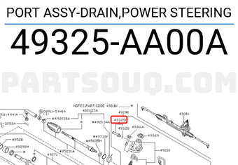 Nissan 49325AA00A PORT ASSY-DRAIN,POWER STEERING