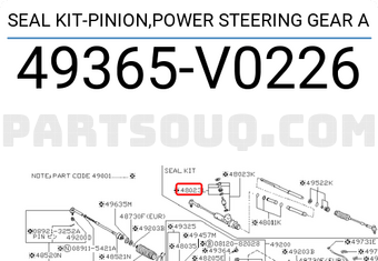 Nissan 49365V0226 SEAL KIT-PINION,POWER STEERING GEAR A