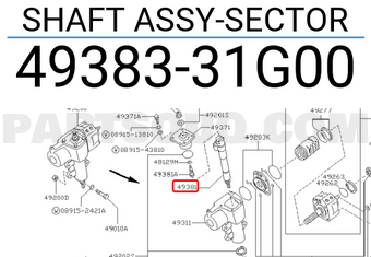 Nissan 4938331G00 SHAFT ASSY-SECTOR