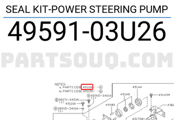 Nissan 4959103U26 SEAL KIT-POWER STEERING PUMP