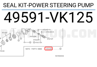 Nissan 49591VK125 SEAL KIT-POWER STEERING PUMP