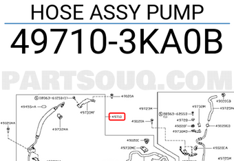 Nissan 497103KA0B HOSE ASSY PUMP