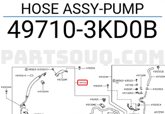 Nissan 497103KD0B HOSE ASSY-PUMP
