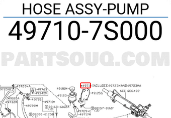 Nissan 497107S000 HOSE ASSY-PUMP
