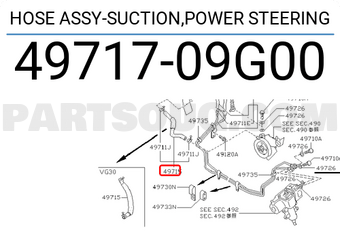 Nissan 4971709G00 HOSE ASSY-SUCTION,POWER STEERING