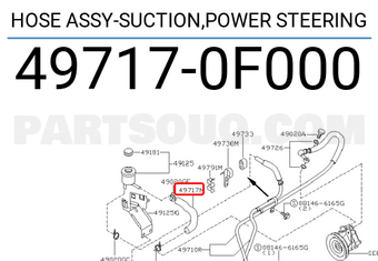 Nissan 497170F000 HOSE ASSY-SUCTION,POWER STEERING