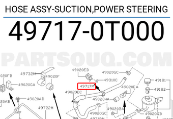 Nissan 497170T000 HOSE ASSY-SUCTION,POWER STEERING