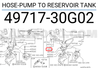 Nissan 4971730G02 HOSE-PUMP TO RESERVOIR TANK