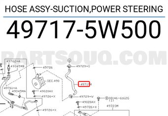 Nissan 497175W500 HOSE ASSY-SUCTION,POWER STEERING