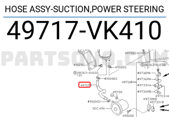 Nissan 49717VK410 HOSE ASSY-SUCTION,POWER STEERING
