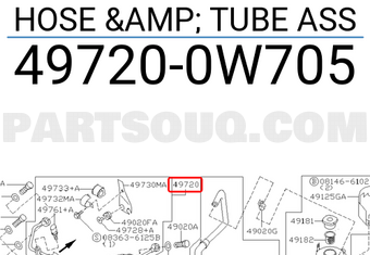 Nissan 497200W705 HOSE & TUBE ASS