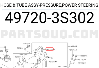 Nissan 497203S302 HOSE & TUBE ASSY-PRESSURE,POWER STEERING