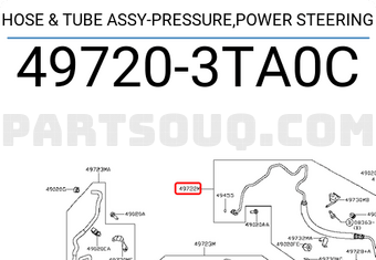 Nissan 497203TA0C HOSE & TUBE ASSY-PRESSURE,POWER STEERING