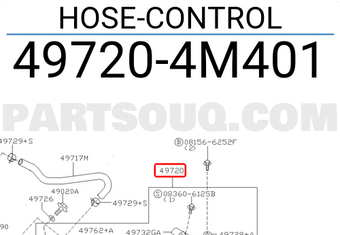 Nissan 497204M401 HOSE-CONTROL