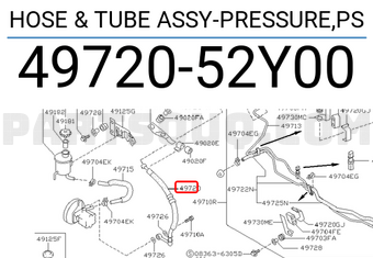 Nissan 4972052Y00 HOSE & TUBE ASSY-PRESSURE,PS