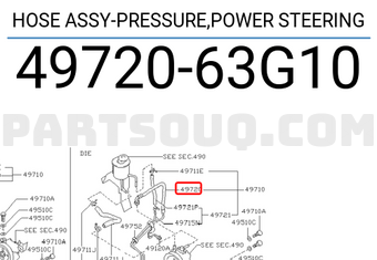 Nissan 4972063G10 HOSE ASSY-PRESSURE,POWER STEERING