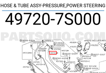 Nissan 497207S000 HOSE & TUBE ASSY-PRESSURE,POWER STEERING
