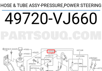 Nissan 49720VJ660 HOSE & TUBE ASSY-PRESSURE,POWER STEERING