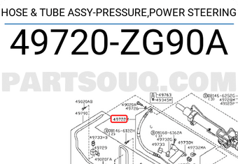 Nissan 49720ZG90A HOSE & TUBE ASSY-PRESSURE,POWER STEERING