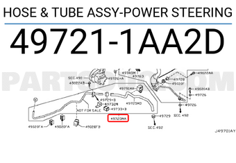 Nissan 497211AA2D HOSE & TUBE ASSY-POWER STEERING