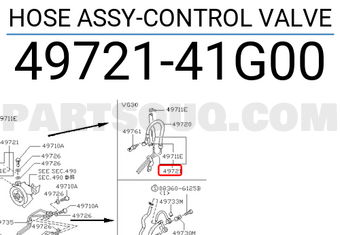 Nissan 4972141G00 HOSE ASSY-CONTROL VALVE