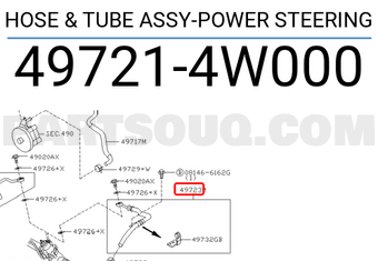 Nissan 497214W000 HOSE & TUBE ASSY-POWER STEERING