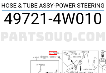 Nissan 497214W010 HOSE & TUBE ASSY-POWER STEERING