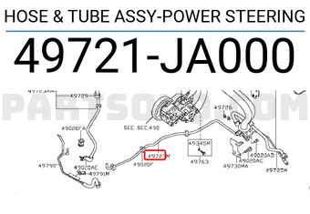 Nissan 49721JA000 HOSE & TUBE ASSY-POWER STEERING