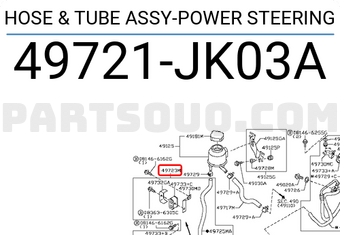 Nissan 49721JK03A HOSE & TUBE ASSY-POWER STEERING