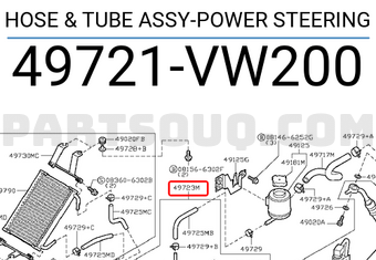 Nissan 49721VW200 HOSE & TUBE ASSY-POWER STEERING