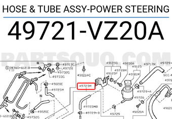 Nissan 49721VZ20A HOSE & TUBE ASSY-POWER STEERING