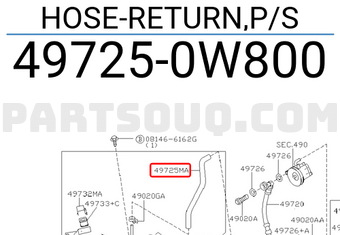 Nissan 497250W800 HOSE-RETURN,P/S
