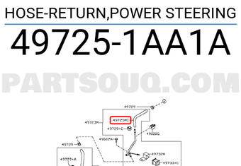 Nissan 497251AA1A HOSE-RETURN,POWER STEERING