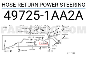 Nissan 497251AA2A HOSE-RETURN,POWER STEERING