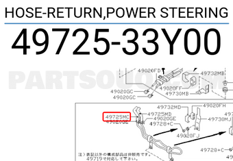 Nissan 4972533Y00 HOSE-RETURN,POWER STEERING