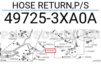 Nissan 497253XA0A HOSE RETURN,P/S