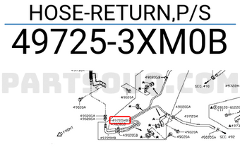 Nissan 497253XM0B HOSE-RETURN,P/S