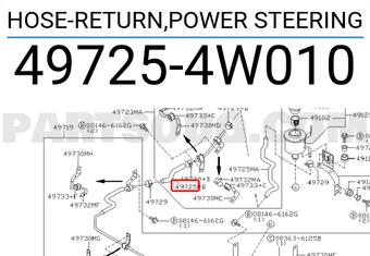 Nissan 497254W010 HOSE-RETURN,POWER STEERING
