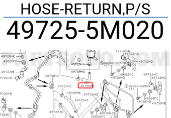 Nissan 497255M020 HOSE-RETURN,P/S