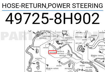 Nissan 497258H902 HOSE-RETURN,POWER STEERING