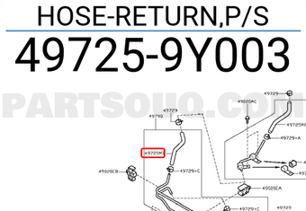Nissan 497259Y003 HOSE-RETURN,P/S
