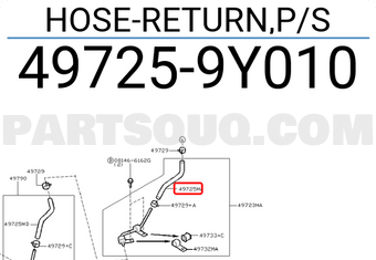 Nissan 497259Y010 HOSE-RETURN,P/S