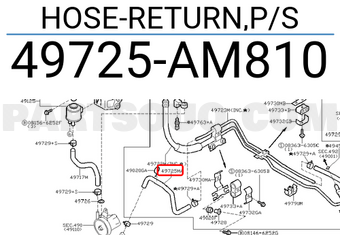 Nissan 49725AM810 HOSE-RETURN,P/S