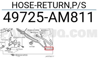 Nissan 49725AM811 HOSE-RETURN,P/S