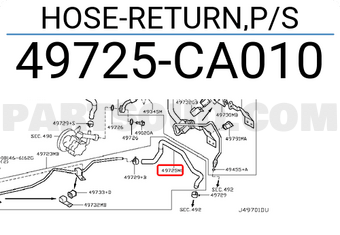 Nissan 49725CA010 HOSE-RETURN,P/S