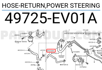 Nissan 49725EV01A HOSE-RETURN,POWER STEERING