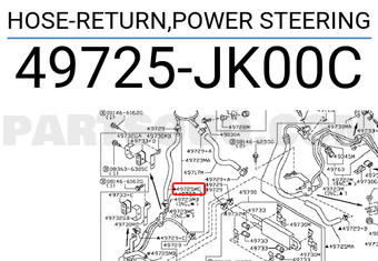 Nissan 49725JK00C HOSE-RETURN,POWER STEERING